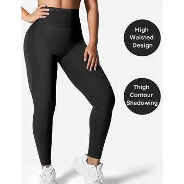 QOQ Women's High Waist Seamless Gym Leggings for Yoga