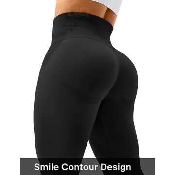 QOQ Women's High Waist Seamless Gym Leggings for Yoga