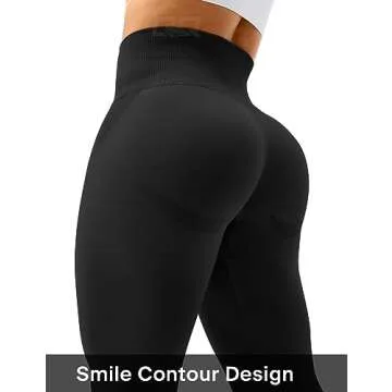 QOQ Women's High Waist Seamless Gym Leggings for Yoga