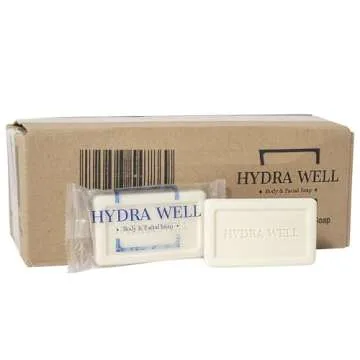 Hydra Well Bulk Hotel Soap, Wholesale Travel Essentials, Mini Body and Bath Amenities, Individually Wrapped Body Hand Soap, Vacation Rentals, Guest Rooms and Charity Donation, 0.85oz, 50 Pack