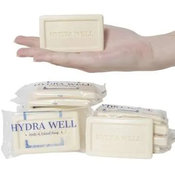 Hydra Well Bulk Hotel Soap, Wholesale Travel Essentials, Mini Body and Bath Amenities, Individually Wrapped Body Hand Soap, Vacation Rentals, Guest Rooms and Charity Donation, 0.85oz, 50 Pack