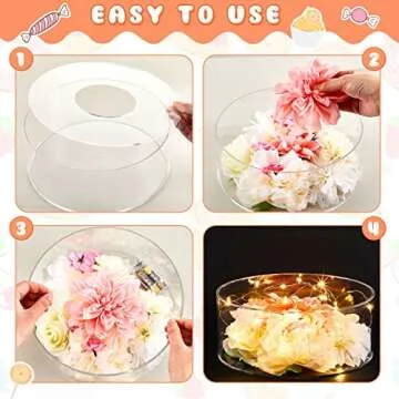 Sintuff 3 Pcs Acrylic Cake Stand with LED Lights 6'', 8'', 10'' Clear Fillable Cake Riser Round 3 Tier Case Cylinder Box for Wedding Birthday Holiday Party Food Display, 3 Sizes