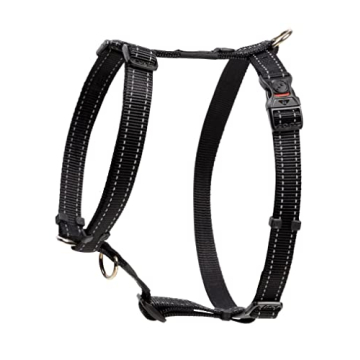 Reflective Adjustable Dog H Harness for Large Dogs; matching collar and leash available, Black