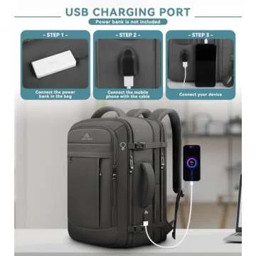 Travel Backpack 50L Expandable Laptop Carry On Bag