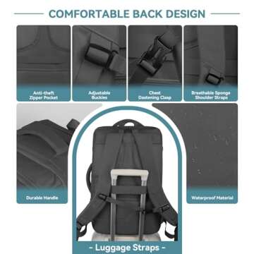 Travel Backpack 50L Expandable Laptop Carry On Bag