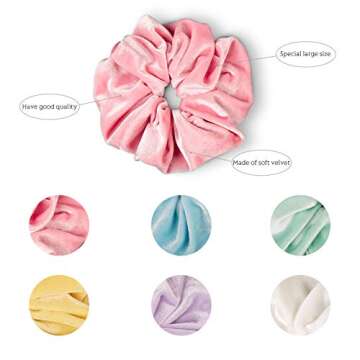 Whaline Pastel Hair Scrunchies Large Velvet Elastic Scrunchy Bobbles Ice Cream Color Hair Bands Soft Hair Ties Hair Accessories for Girls Women, 6 Colors