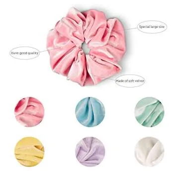 Whaline Pastel Hair Scrunchies Large Velvet Elastic Scrunchy Bobbles Ice Cream Color Hair Bands Soft Hair Ties Hair Accessories for Girls Women, 6 Colors