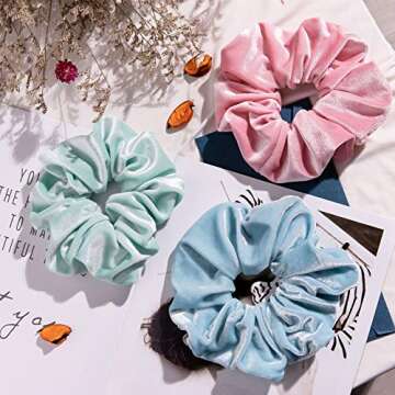Whaline Pastel Hair Scrunchies Large Velvet Elastic Scrunchy Bobbles Ice Cream Color Hair Bands Soft Hair Ties Hair Accessories for Girls Women, 6 Colors