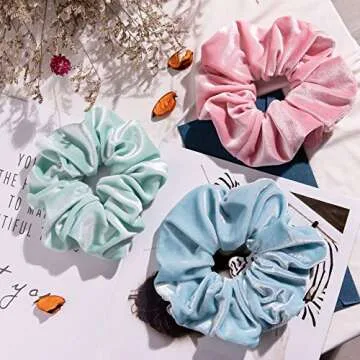 Whaline Pastel Hair Scrunchies Large Velvet Elastic Scrunchy Bobbles Ice Cream Color Hair Bands Soft Hair Ties Hair Accessories for Girls Women, 6 Colors