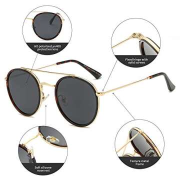 DUSHINE Small Round Sunglasses for UV Protection and Style