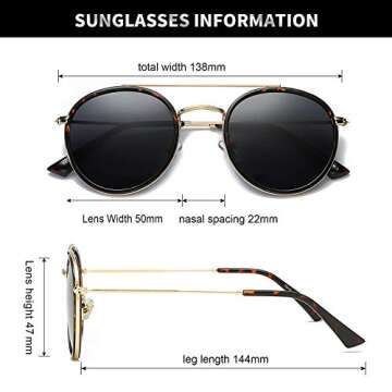 DUSHINE Small Round Sunglasses for UV Protection and Style