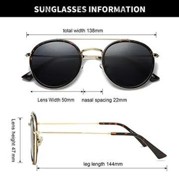 DUSHINE Small Round Sunglasses for UV Protection and Style