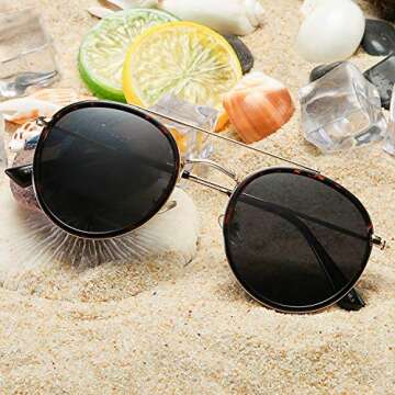 DUSHINE Small Round Sunglasses for UV Protection and Style