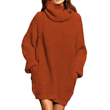 Stylish Pink Queen Oversized Turtleneck Sweater Dress