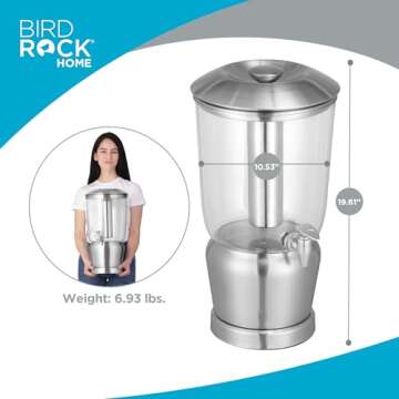 BIRDROCK HOME 3 Gallon Beverage Dispenser - Durable & Stylish