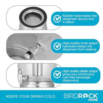 BIRDROCK HOME 3 Gallon Beverage Dispenser - Durable & Stylish