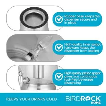 BIRDROCK HOME 3 Gallon Beverage Dispenser - Durable & Stylish