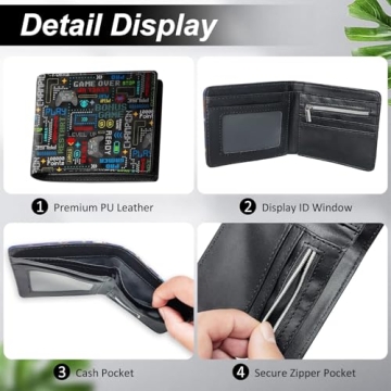 FRMARCH Gaming Wallet for Teens - Slim Leather Bi-Fold Design