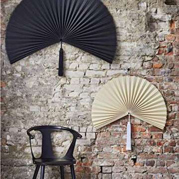 MadeTerra Bamboo Rustic Fan Wall Decor | Wall Hanging Boho Woven Home Decor Wall Pediment | Beautiful Wall Art for Apartment, Room, Home Decoration (Extra Large 43''x21'', Ivory)