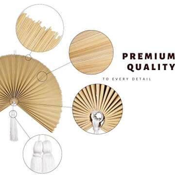 MadeTerra Bamboo Rustic Fan Wall Decor | Wall Hanging Boho Woven Home Decor Wall Pediment | Beautiful Wall Art for Apartment, Room, Home Decoration (Extra Large 43''x21'', Ivory)