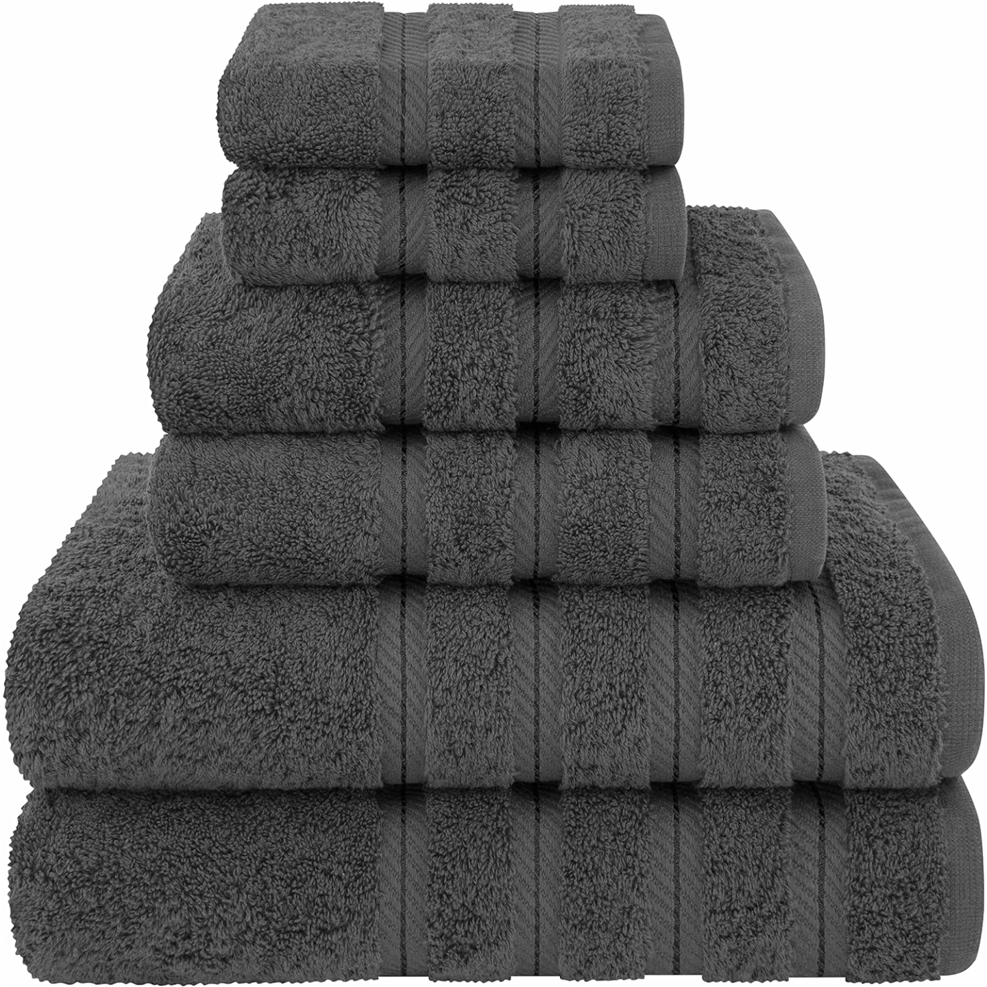 Luxury Dark Gray 6 Piece Towel Set | 100% Cotton