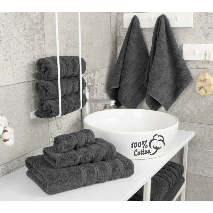 Luxury Dark Gray 6 Piece Towel Set | 100% Cotton