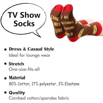 TSOTMO Women Socks TV Shows Gift Please Do Not Disturb I AM Watching TV Shows Socks For Fans
