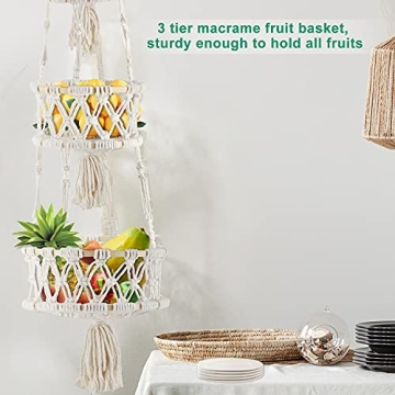 Tisuokae 3 Tier Macrame Fruit Basket for Organizing