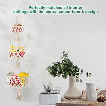 Tisuokae 3 Tier Macrame Fruit Basket for Organizing