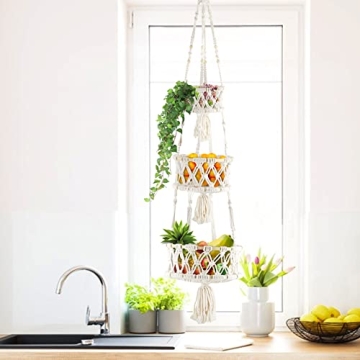 Tisuokae 3 Tier Macrame Fruit Basket for Organizing