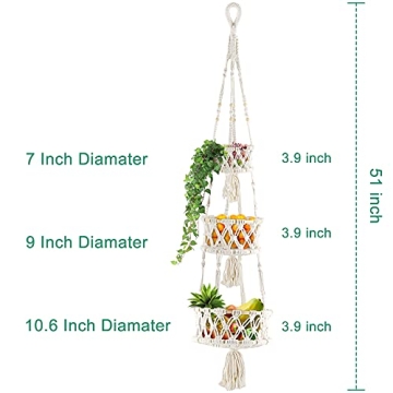 Tisuokae 3 Tier Macrame Fruit Basket for Organizing