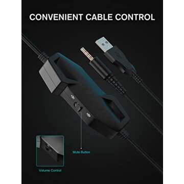 ZIUMIER Gaming Headset with Microphone, Compatible with PS4 PS5 Xbox One PC Laptop, Over-Ear Headphones with LED RGB Light, Noise Canceling Mic, 7.1 Stereo Surround Sound