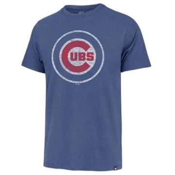 '47 MLB Men's Distressed Imprint Match Team Color Primary Logo Word Mark T-Shirt (Chicago Cubs Blue,...