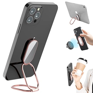 Phone Ring Holder Finger Kickstand, 360° Rotation Metal Phone Grip for Magnetic Car Mount Foldable ...