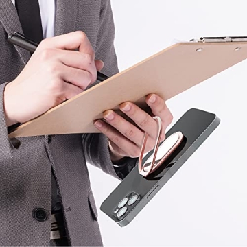 Phone Ring Holder Finger Kickstand, 360° Rotation Metal Phone Grip for Magnetic Car Mount Foldable Cell Phone Stand Compatible with Most Smartphones