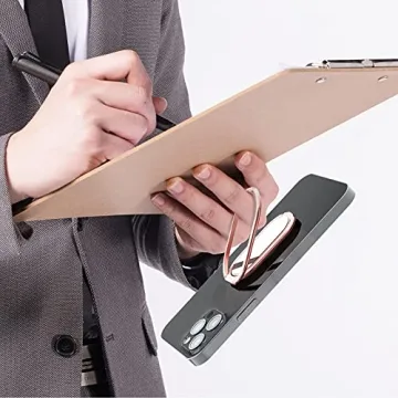Phone Ring Holder Finger Kickstand, 360° Rotation Metal Phone Grip for Magnetic Car Mount Foldable Cell Phone Stand Compatible with Most Smartphones