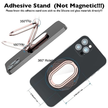 Phone Ring Holder Finger Kickstand, 360° Rotation Metal Phone Grip for Magnetic Car Mount Foldable Cell Phone Stand Compatible with Most Smartphones