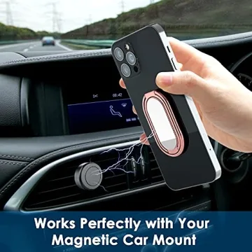 Phone Ring Holder Finger Kickstand, 360° Rotation Metal Phone Grip for Magnetic Car Mount Foldable Cell Phone Stand Compatible with Most Smartphones