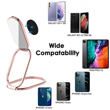 Phone Ring Holder Finger Kickstand, 360° Rotation Metal Phone Grip for Magnetic Car Mount Foldable Cell Phone Stand Compatible with Most Smartphones