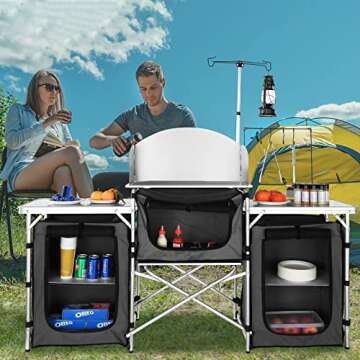 VEVOR Camping Kitchen Table - Folding Outdoor Cooking Table with Storage Carrying Bag, Aluminum Cook...