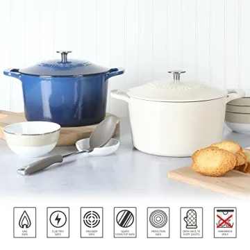 Martha Stewart 7 QT Enamel Cast Iron Dutch Oven for All Cooking