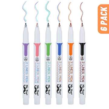 Mr. Pen- Double Line Pen, 6 Pack, Assorted Colors, Outline Pen, Two Color Pen, Two Line Pens, 3d Drawing Pen, 3d Writing Pen, 2 Line Pens, Double Line Marker Pens, Double Line Pens for Art