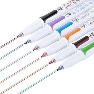 Mr. Pen- Double Line Pen, 6 Pack, Assorted Colors, Outline Pen, Two Color Pen, Two Line Pens, 3d Drawing Pen, 3d Writing Pen, 2 Line Pens, Double Line Marker Pens, Double Line Pens for Art