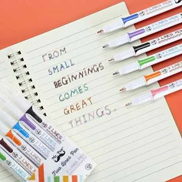 Mr. Pen- Double Line Pen, 6 Pack, Assorted Colors, Outline Pen, Two Color Pen, Two Line Pens, 3d Drawing Pen, 3d Writing Pen, 2 Line Pens, Double Line Marker Pens, Double Line Pens for Art