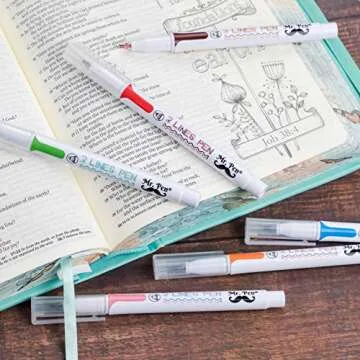 Mr. Pen- Double Line Pen, 6 Pack, Assorted Colors, Outline Pen, Two Color Pen, Two Line Pens, 3d Drawing Pen, 3d Writing Pen, 2 Line Pens, Double Line Marker Pens, Double Line Pens for Art