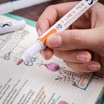 Mr. Pen- Double Line Pen, 6 Pack, Assorted Colors, Outline Pen, Two Color Pen, Two Line Pens, 3d Drawing Pen, 3d Writing Pen, 2 Line Pens, Double Line Marker Pens, Double Line Pens for Art