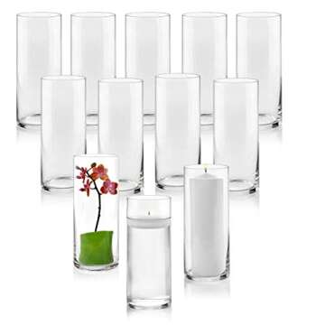 Quality Set of 12 Cylinder Vases for All Occasions