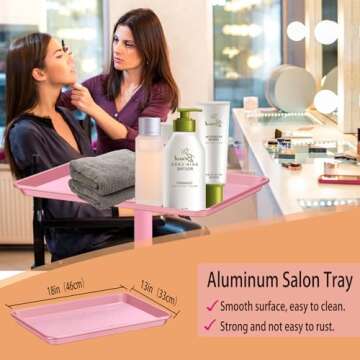 Niuadage Salon Tray, Salon Rolling Tray on Wheels, Salon Color Tray, Hair Stylist Tray, Allumium Salon Tray Height Adjustable Used As Tattoo Tray and Dental Tray