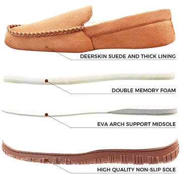 Comfortable Men's Moccasin Slippers for Indoor & Outdoor Use
