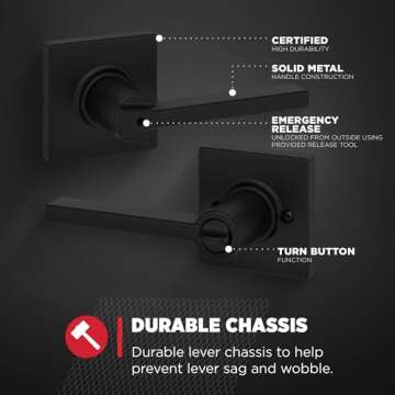 Kwikset Casey Privacy Door Handle 10 Pack for Bedrooms